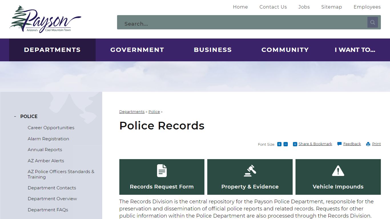 Police Records | Payson, AZ